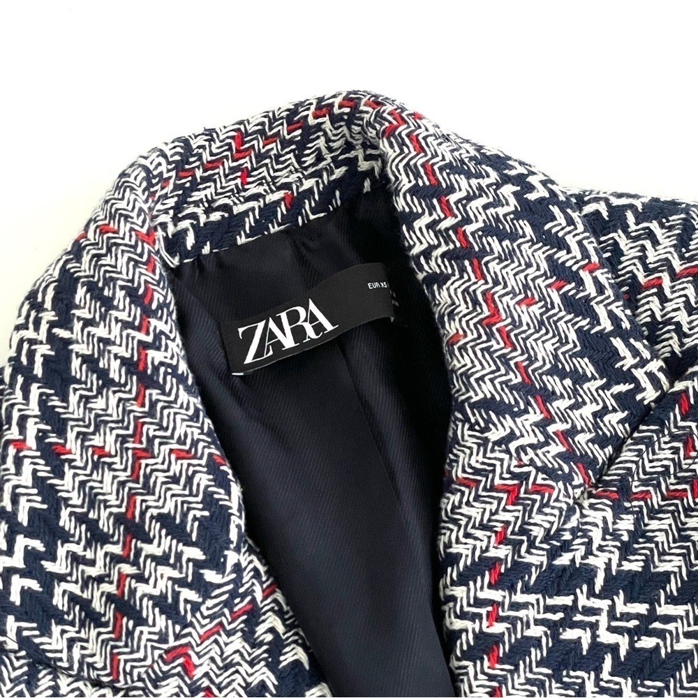 ZARA Plaid Double Breasted Tweed Blazer - Picture 8 of 14